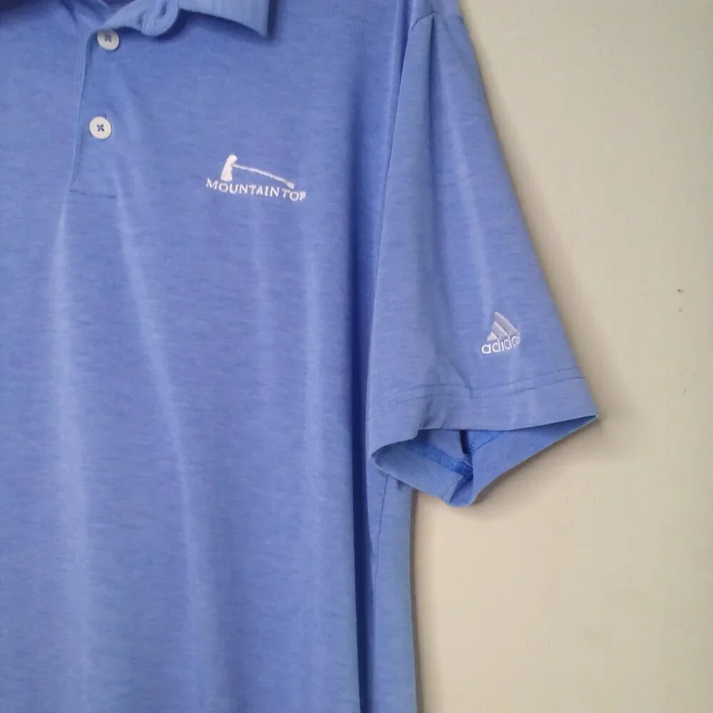 Adidas Polo Shirt Men M Mountaintop Golf Short Sleeve Blue